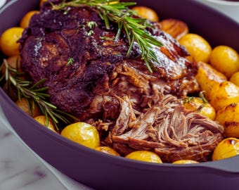 Slow-Roasted Lamb Shoulder - Greek Roasted Leg of Lamb Recipe, Digital Download, Easy Recipe, Instant Download, Garlic & Lemon Lamb