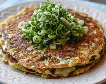 BEST RECIPE For Crispy Cabbage Pancake, Printable Baking Guide (PDF Download A4 Size), Asian Inspired Recipe, Instant Download, Savory Food