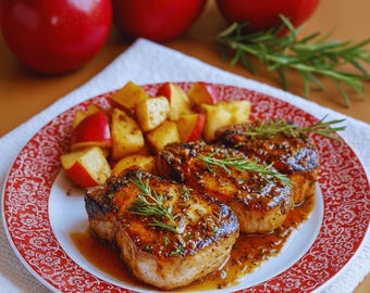 BEST RECIPE für Honig Senf & Apfel Schweinekotelett, druckbare Rezept PDF, Easy Dinner druckbare, Instant Download