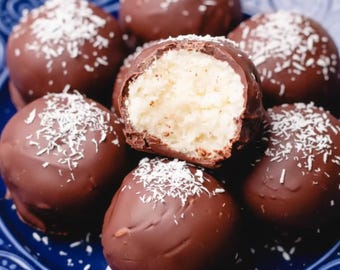 Chocolate Coconut Truffles, Easy Homemade Dessert, Printable PDF, Instant Download, Holiday  No-Bake Coconut Chocolate Balls, Dessert Gift