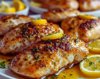 BEST RECIPE For Lemon Garlic Chicken, Printable Recipe PDF, Easy Juicy Chicken Dinner Printable, Instant Download