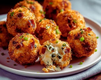 Best Recipe For Fried Jalapeño Bacon Cheese Balls, Finger Food Recipe, Printable PDF, Instant Download, Bacon Cheese Bites, Easy Appetizer