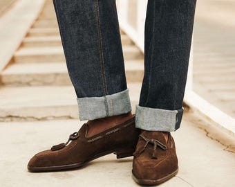 Herren Braun Wildleder Quasten Loafers handgemachte Schuhe für Männer