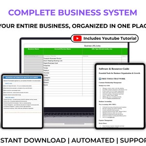 Excel Template for Small Business | Company Information Tracker Startup Organizer Spreadsheet