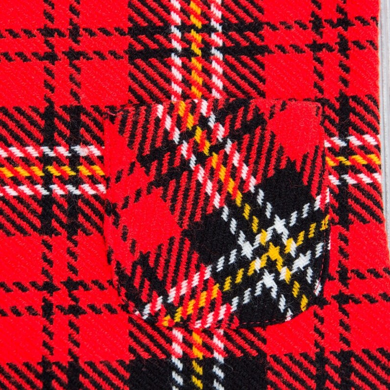 Vintage Red Plaid Vest Button Front Christmas Japan Pockets Preppy Mod Sz 10