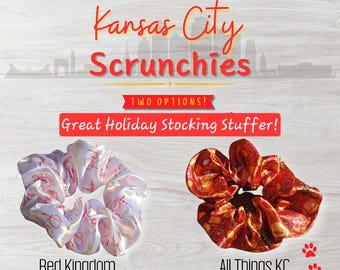 Chiefs Scrunchie | Kansas City Hair Accessory | Red & Gold Satin Scrunchie | Game Day Hair Tie | KC Chiefs Gift for Her