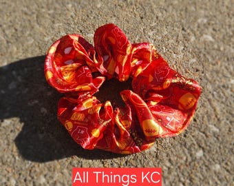 Chiefs Scrunchie | Kansas City Hair Accessory | Red & Gold Satin Scrunchie | Game Day Hair Tie | KC Chiefs Gift for Her