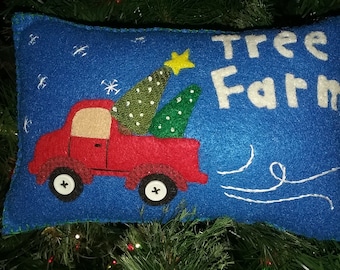 Primitive Christmas Red Truck Pillow/Pin Keeper/Ornie/Shelf Sitter/Tuck