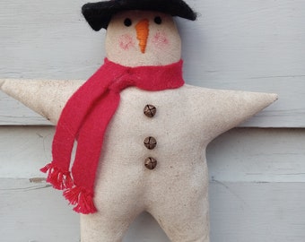 Primitive Christmas Snowman Star Ornament / Tuck / Bowl Filler/ Tier Tuck