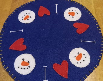 Primitive Christmas Snowman Candle Mat/ Mug Mat/ Candy Dish Mat/ Vase Mat