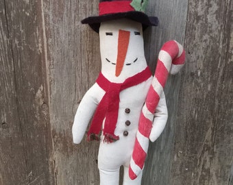Primitive Christmas Snowman Doll