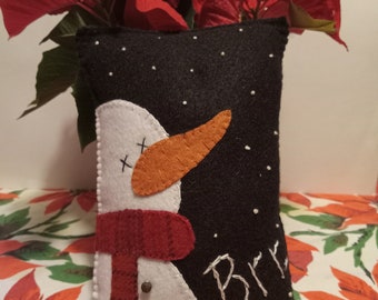 Primitive Christmas Snowman Pillow Shelf Sitter / Tuck/ Bowl Filler / Ornie