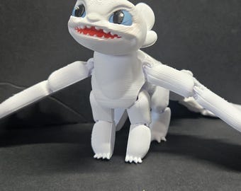3D Printed Light Fury | How To Train Your Dragon Flexi | HTTYD Collectible | Toothless Companion Gift