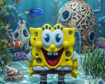 3D Printed Spongebob Flexi | Bikini Bottom Articulated Figure | Cartoon Desk Toy