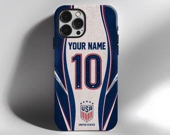 Personalized USA Jersey Phone Case with Name & Number | iPhone 11–17 Pro Max Samsung Galaxy S25 S26 Ultra | Tough Protective MagSafe Case