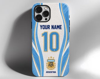 Personalized Argentina Jersey Phone Case | Custom Name & Number | iPhone 11–17 Pro Max Samsung Galaxy S25 S26 Ultra | Tough MagSafe Case