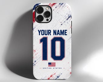 Personalized USA Jersey Phone Case with Name & Number | iPhone 11–17 Pro Max Samsung Galaxy S25 S26 Ultra | Tough Protective MagSafe Case