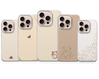 Minimalist Phone Case Simple Beige Cover for iPhone 17 Pro Max, 16e, 15, 14, 13 & Samsung S26 Ultra, S25 FE, A57, A56, Pixel 10, 9A