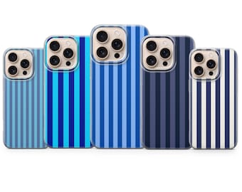 Blue Stripe Phone Case Minimal Line Cover for iPhone 17 Pro Max, 16e, 15, 14, 13 & Samsung S26 Ultra, S25 FE, A57, A56, Pixel 10, 9A