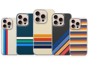 Retro Stripes Handytasche Trendige Farbe Cover für iPhone 17 Pro Max, 16e, 15, 14, 13 & Samsung S26 Ultra, S25 FE, A57, A56, Pixel 10, 9A