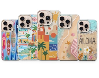 Beachy Blau Handyhülle Summer Vibes Cover für iPhone 17 Pro Max, 16e, 15, 14, 13 & Samsung S26 Ultra, S25 FE, A57, A56, Pixel 10, 9A
