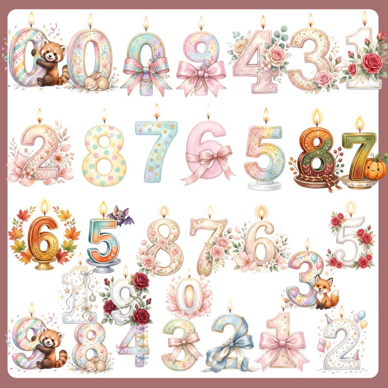 175 Candle Clipart Mega Bundle, Watercolor Birthday Candle PNG ...