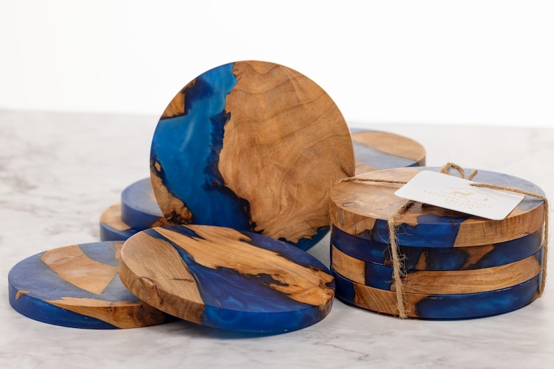 Handmade Highland Wood & Resin Coasters: Shimmering Night image 8