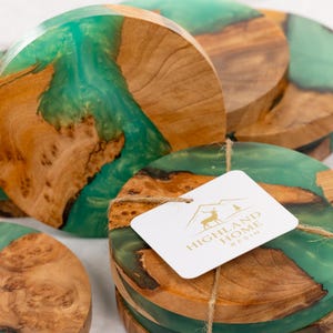 Handmade Highland Wood & Resin Coasters: Shimmering Night image 13