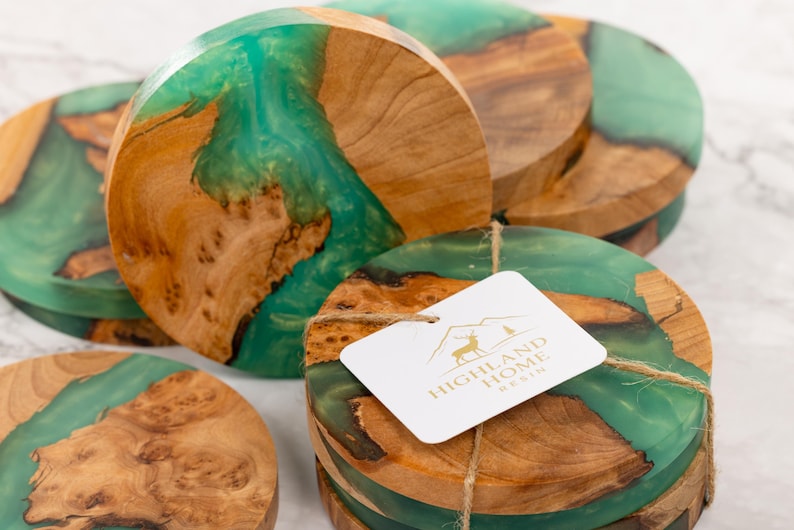 Handmade Highland Wood & Resin Coasters: Shimmering Night image 13
