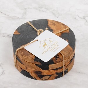Handmade Highland Wood & Resin Coasters: Shimmering Night image 7