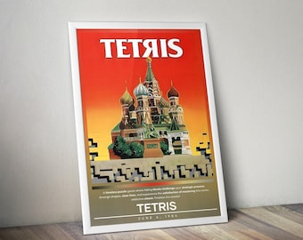 affiche de Tetris | Impressions Tetris | Posters de jeux vidéo | 4 couleurs | Posters de jeux vidéo | Affiches décoratives murales | Affiches grand format | Cadeaux de jeu
