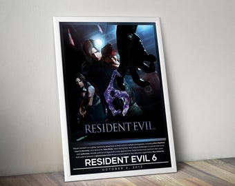 Póster de Resident Evil 6 / Impresión de Resident Evil / Impresión de póster de videojuegos / 4 colores / Póster de videojuego / Póster de decoración de pared / Impresión de póster grande