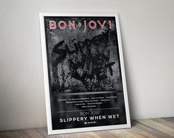 Bon Jovi Poster Print | Slippery When Wet Poster | Album Poster Prints | 4 Colors | Wall Decor Posters | Album Covers | Rock Music Posters