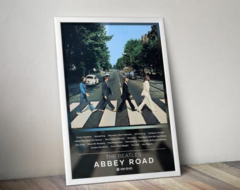 Pôster dos Beatles | Pôster da Abbey Road | Impressão de pôster de álbum | 4 cores | Pôster de decoração de parede | Capa de álbum | Pôster de música rock | Presente musical