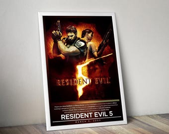 Póster de Resident Evil 5 / Impresión de Resident Evil / Impresión de póster de videojuegos / 4 colores / Póster de videojuego / Póster de decoración de pared / Impresión de póster grande