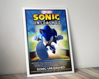 Sonic Unleashed Poster | Sonic Prints | Gaming Poster | 4 Colors | Video Game Poster | Wall Decor Poster | Large Poster Print | Gaming Gifts