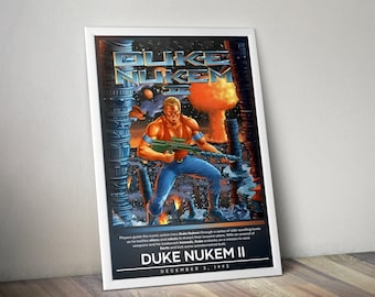 Duke Nukem 2 Poster | Duke Nukem Print | Gaming Poster Print | 4 Colors | Video Game Poster | Wall Decor Poster | Large Poster Print