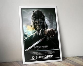 Dishonored Poster | Dishonored Drucke | Gaming Poster | 4 Farben | Videospiel Poster | Wall Decor Poster | Poster Print | Gaming-Geschenk