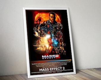 Mass Effect 2 Poster | Mass Effect Prints | Gaming Posters | 4 Colors | Video Game Posters | Wall Decor Posters | Large Poster Prints