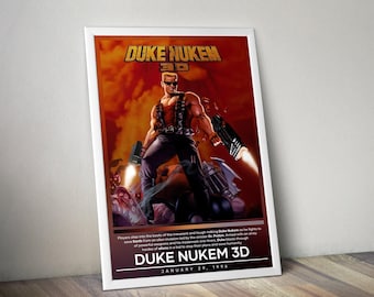 Duke Nukem 3D Poster | Duke Nukem Print | Gaming Poster Print | 4 Colors | Video Game Poster | Wall Decor Poster | Large Poster Print