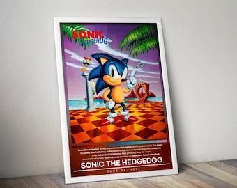 Sonic The Hedgedog Poster | Sonic Print | Gaming Poster | 4 Colors | Video Game Poster | Wall Decor Poster | Large Poster Print | Gamer Gift