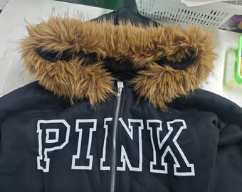 Y2K Gothic Fur Hood Zip Hoodie for Women | Vintage Retro