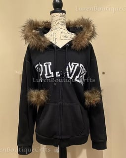 Y2K Gothic Fur Hood Zip Hoodie for Women | Vintage Retro