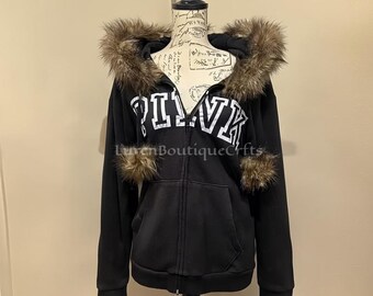 Y2K Gothic Fur Hood Zip Hoodie for Women | Vintage Retro