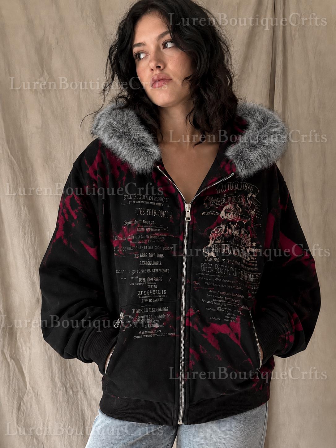 Y2k jacket with fur hoodie - Etsy 日本