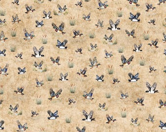 Forest Field and Stream - 31409-A - Creme Ducks - QT Fabrics