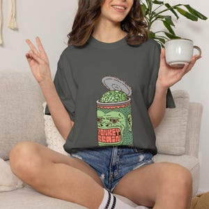 Funny Monkey Brain Tee, Brain Rot Graphic Shirt, ADHD Humor Gift, Overthinking Meme T-Shirt, Retro Horror Art Tee