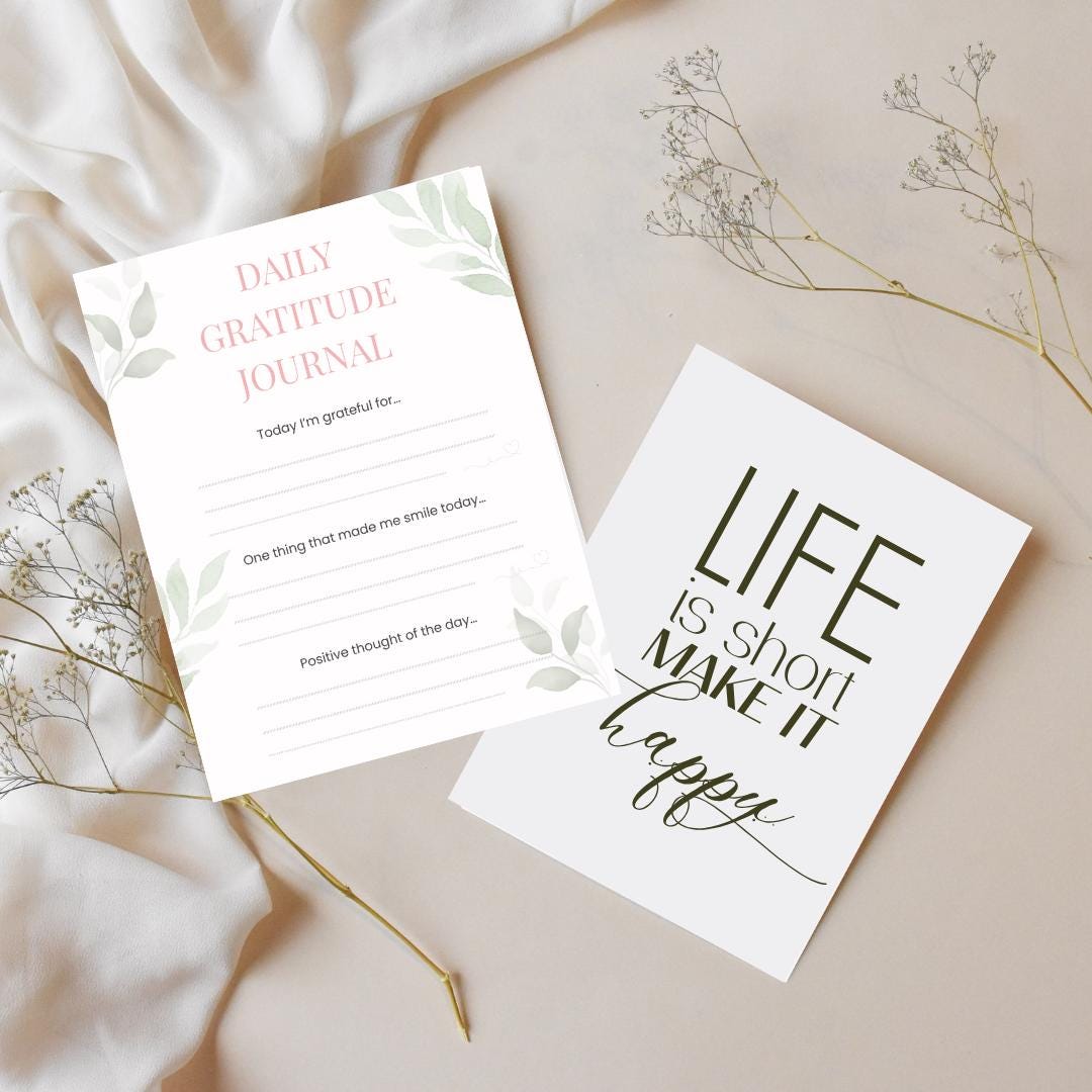 Daily Gratitude Journal Printable | Mindfulness Worksheet | Self Care ...