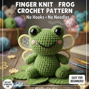 Finger Knit Frog Plush Toy Pattern | Beginner Friendly (PDF)