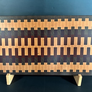 Handcrafted End Grain Cutting Board – Walnut, Maple, Purpleheart & Padauk Wood